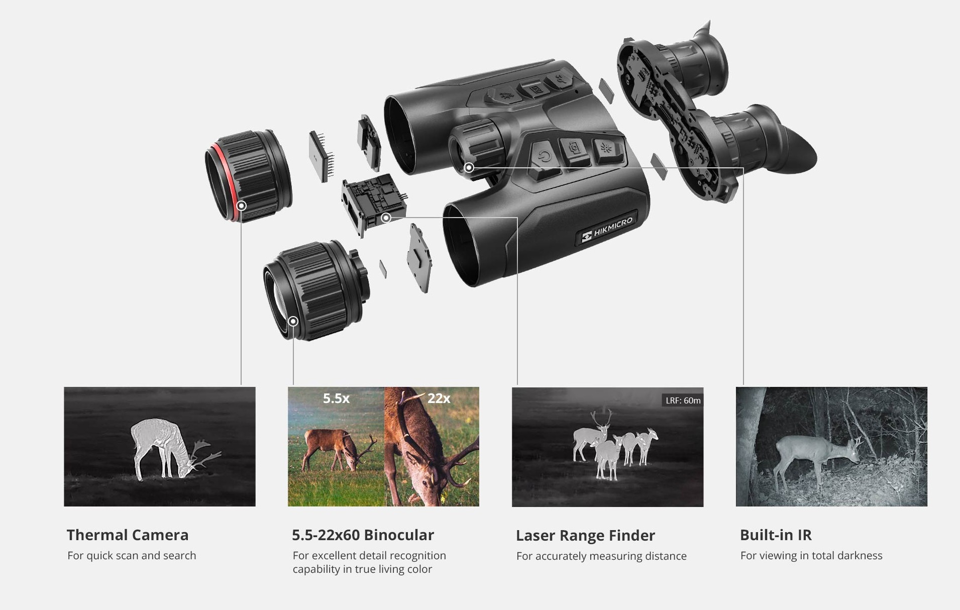 Jumelle thermique HIKMICRO Habrok 4K HQ35L 5.5-22x60