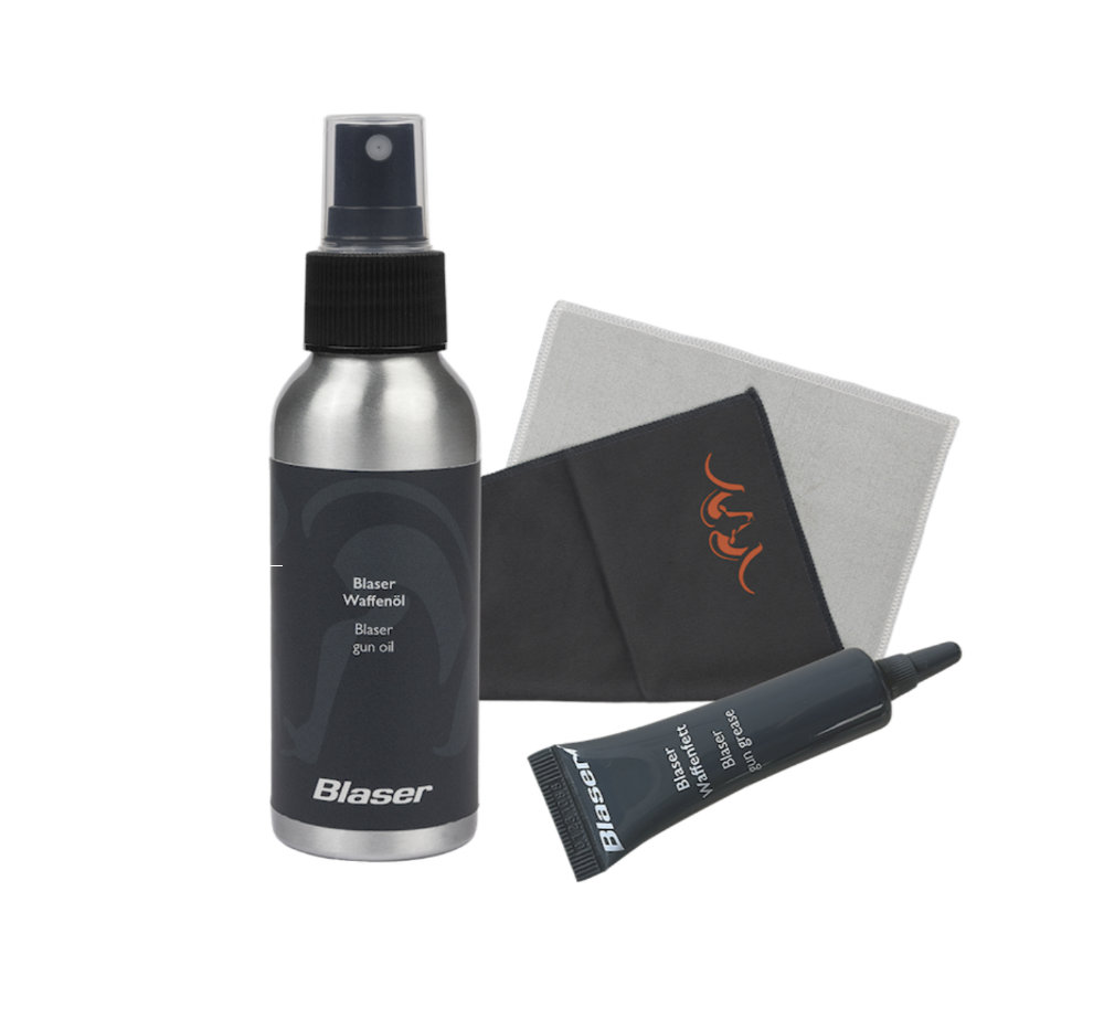 Entretien nettoyant et soin pour armes Blaser 100ml d'huile pour armes, 10g de graisse spéciale, microfibre