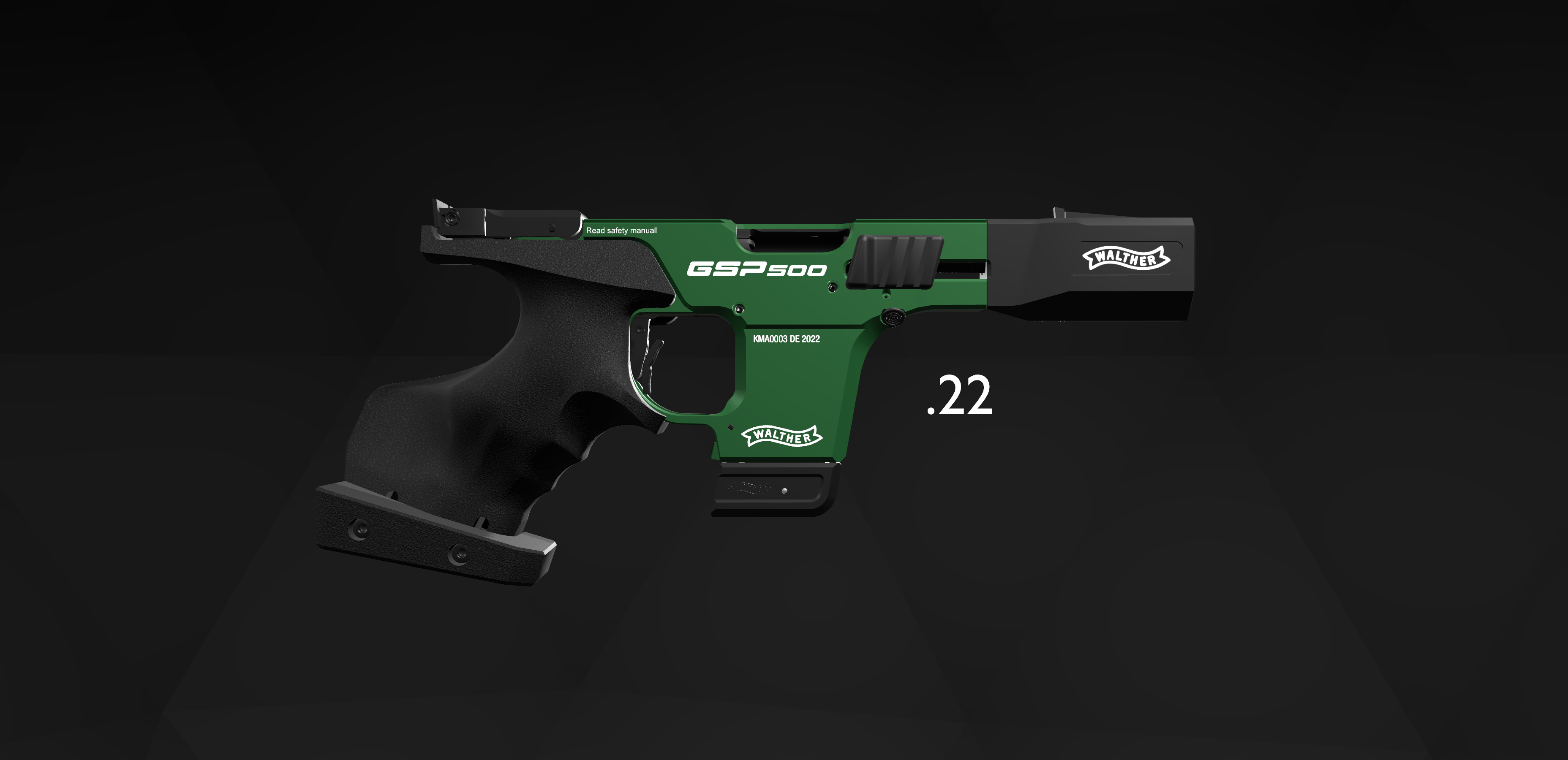 Pistolet Walther GSP500-M MM vert clair+noir cal. 22lr pour droitier M
